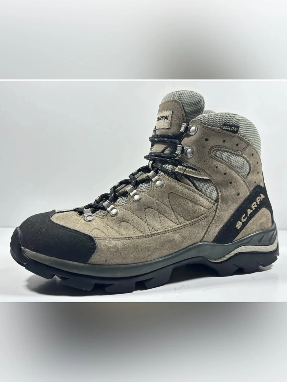 Scarpa ZG GTX Gore-Tex Vibram Hiking Boots Mens 11 Taupe Leather Backpacking